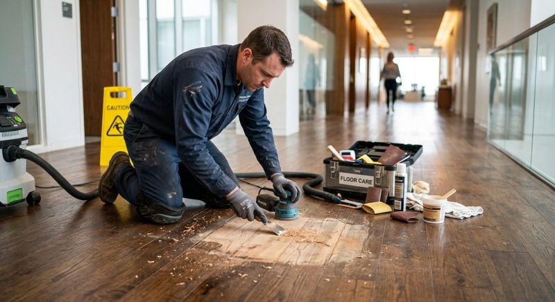 Our team working on Wood Floor Service projects in Flower Mound, TX
