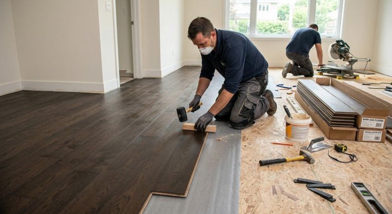 Dark Wood Floor Installation in Flower Mound, TX